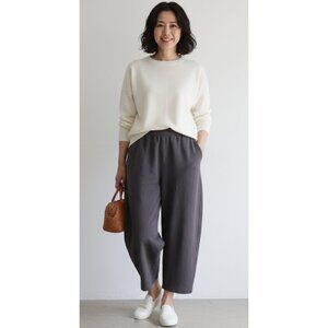 OSKA Wide Leg Barrel Lantern Pants in Charcoal Gray Minimalist Lagenlook US 10